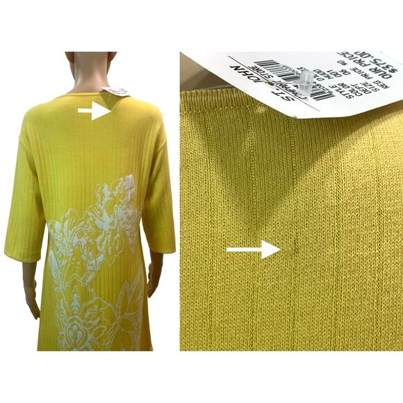 St John Yellow Knit Floral Dress NWT 2009 Resort Wool Rayon Sz 6 - Picture 10 of 13